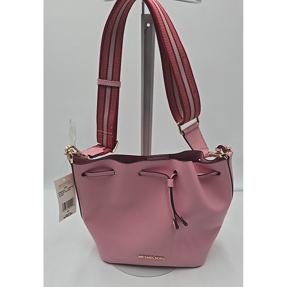 NEW MICHAEL Michael Kors Eden Medium Leather Pink Bucket Shoulder Bag MSRP $398. - Picture 2 of 16